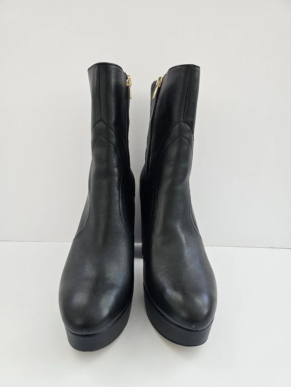 27 Edit Naturalizer Gates Black Leather Platform Boots Size 9.5M Block Heel